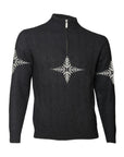 Charcoal zip sweater with snowflake pattern