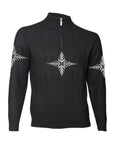 Charcoal zip sweater with snowflake  pattern