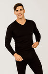 Mens Merino Wool Long-Sleeved V-Neck