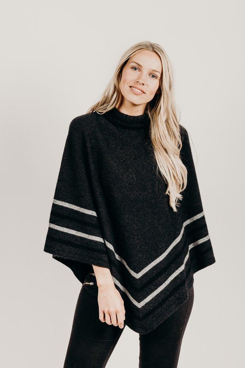 Merinosilk Stripe Poncho - Kapeka NZ