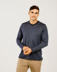 Striped Merino V Neck Long Sleeve T-Shirt - Kapeka NZ