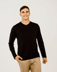 Mens Merino Wool Long-Sleeved V-Neck