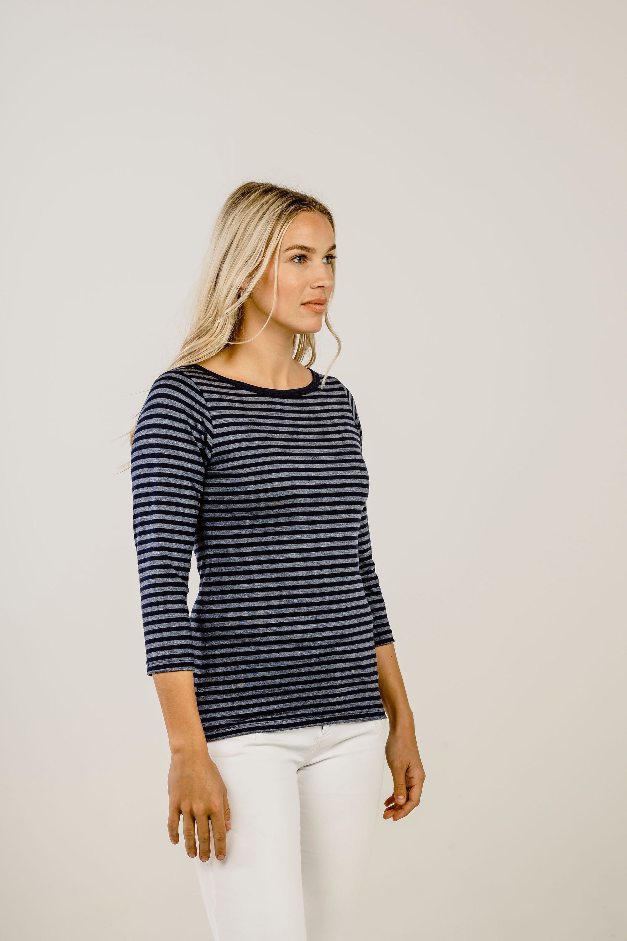 Striped Merino Boat Neck Shirt - Kapeka NZ