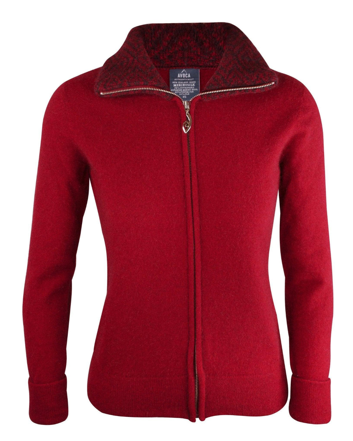 Red jacket with a zipper on a white background