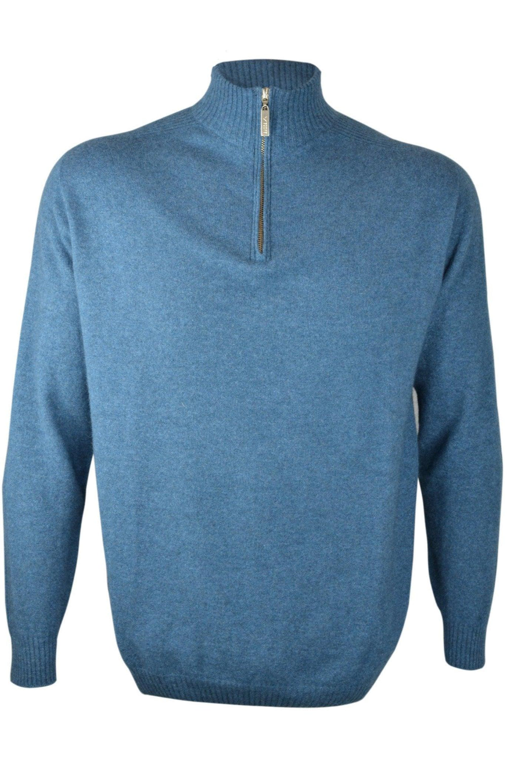 Merinosilk Classic blue Zip Neck Sweater