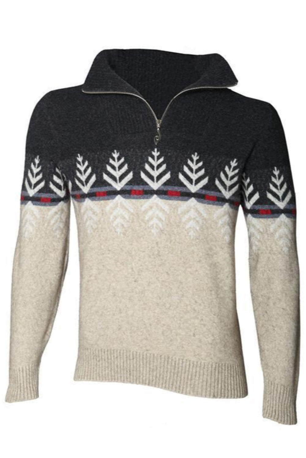 zip Sweater with a patterned design on a white background